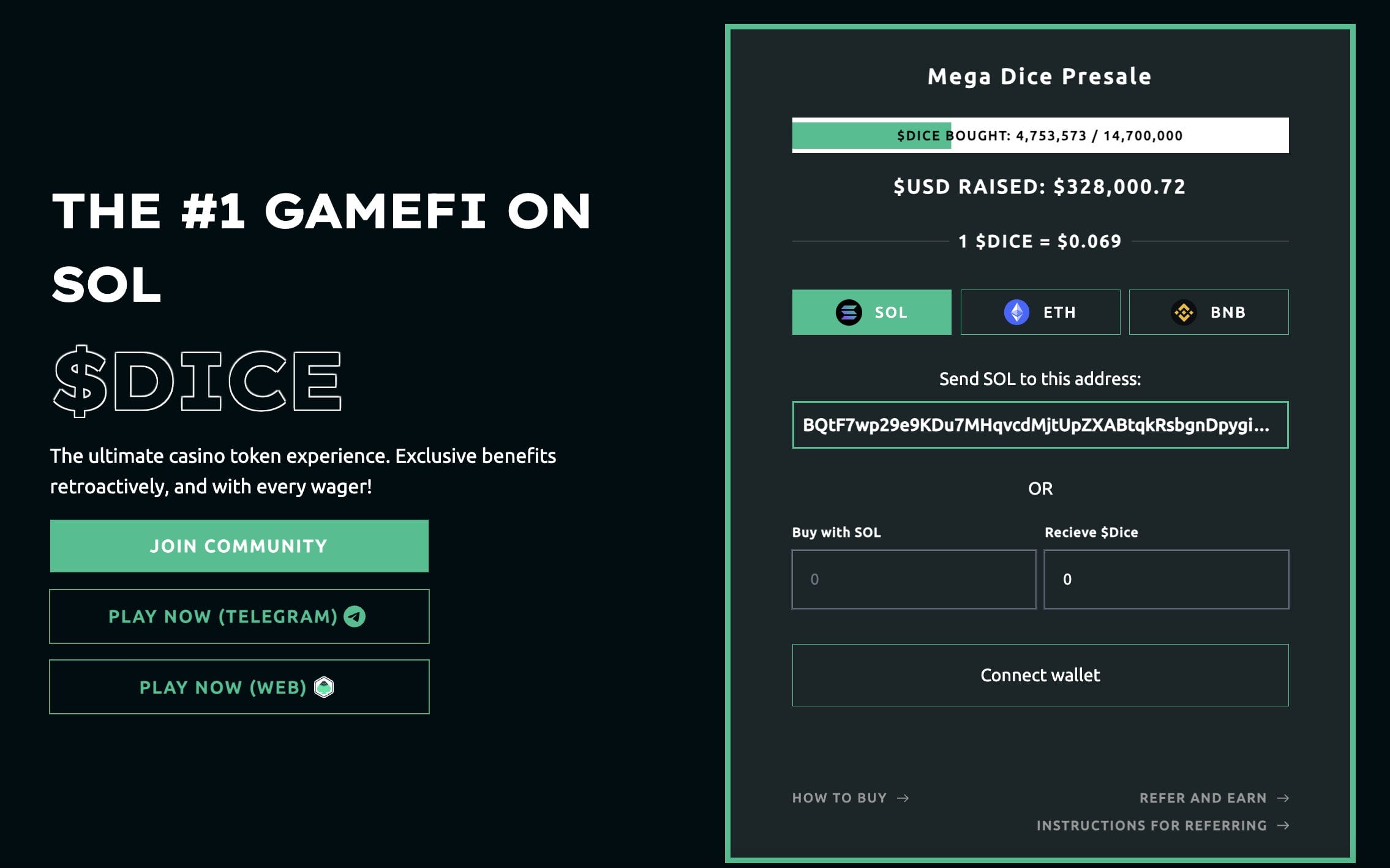 Mega Dice Token presale