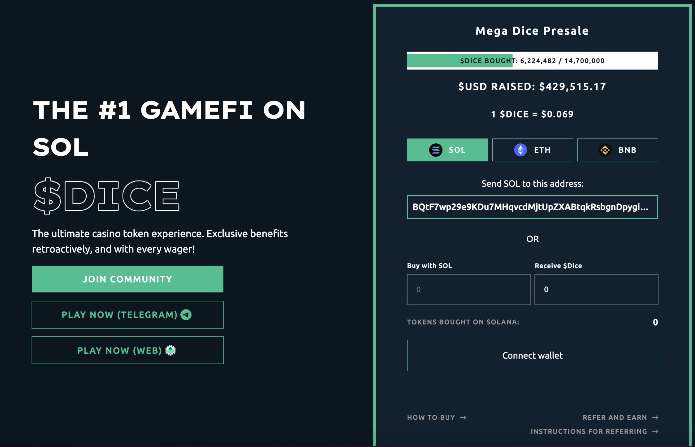 Mega Dice Token presale