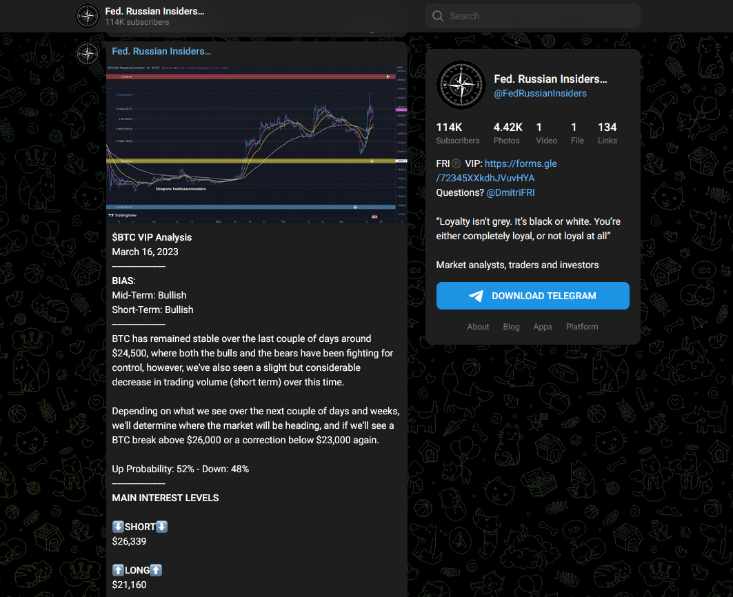 Fed Russian Insiders Telegram group