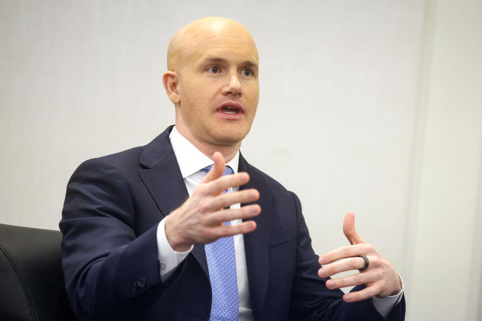 Coinbase CEO Brian Armstrong speaks during the Piper Sandler Global Exchange and FinTech Conference in New York City, U.S., June 7, 2023. REUTERS/Brendan McDermid