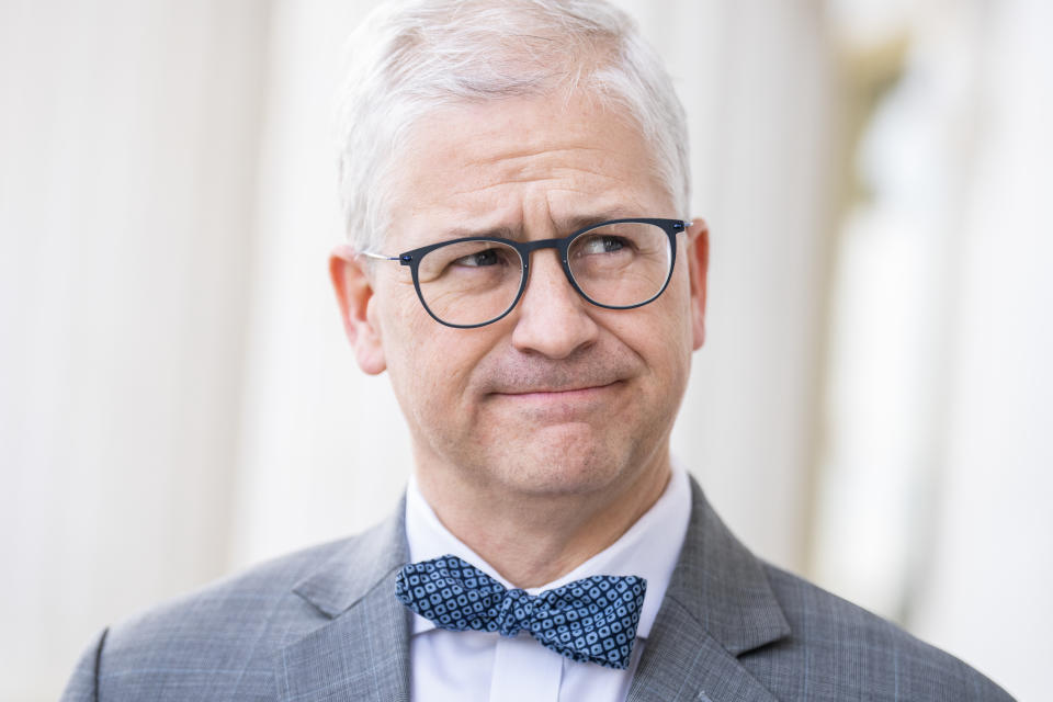 UNITED STATES - FEBRUARY 15: Rep. Patrick McHenry, R.N.C., leaves the U.S. Capitol after the last votes of the week on Thursday, February 15, 2024. (Tom Williams/CQ-Roll Call, Inc via Getty Images)