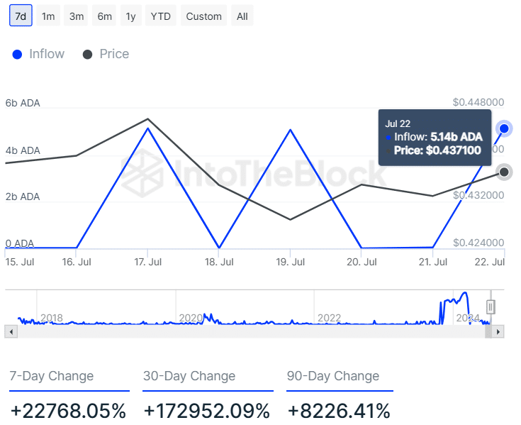 Influx of large Cardano ITB holders